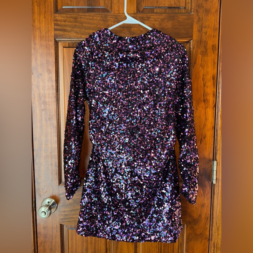Zara Purple Sequin Mini Dress - Size M